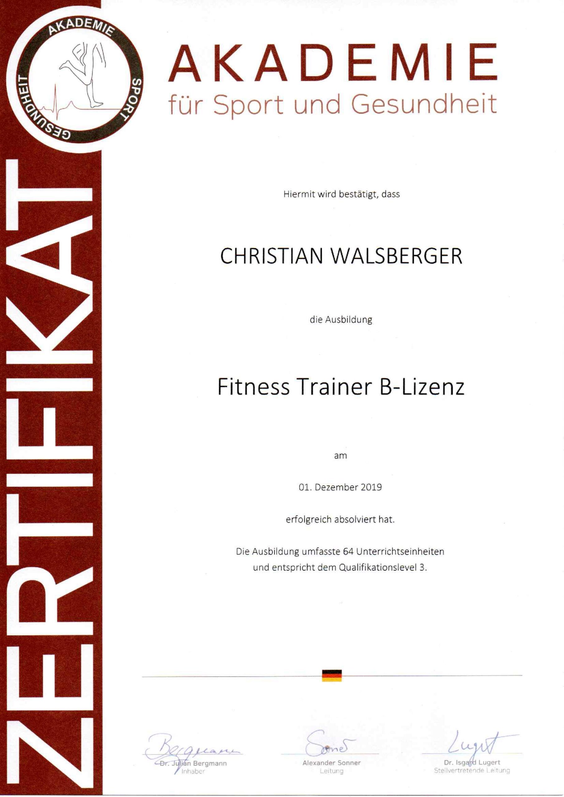 Fitness Trainer B-Lizenz